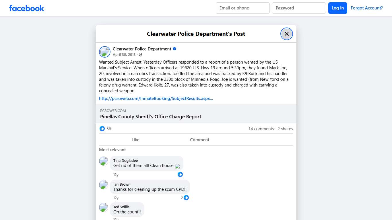 Wanted Subject Arrest:... - Clearwater Police Department | Facebook