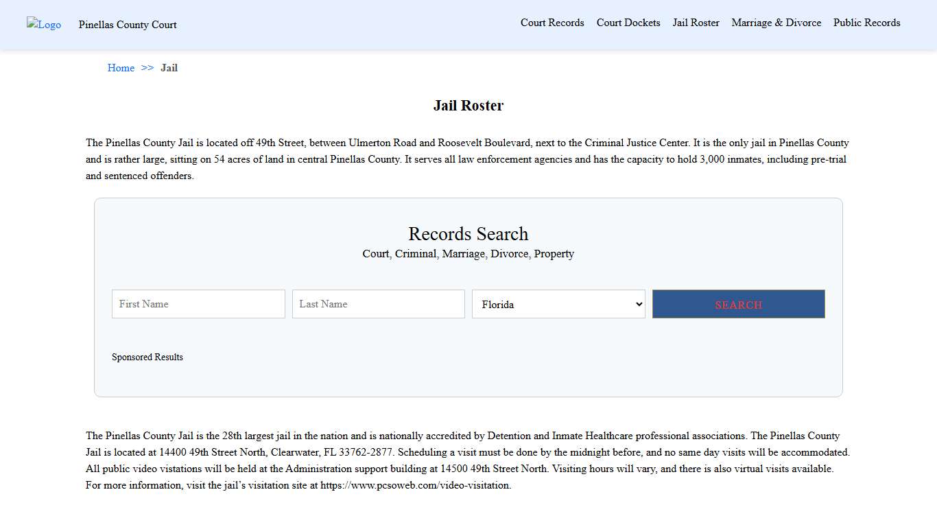 Jail Roster | Pinellas County Court